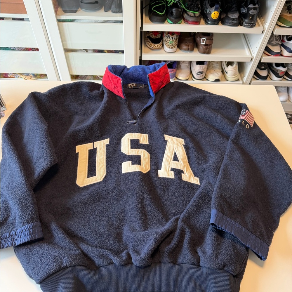 Polo by Ralph Lauren USA Blue Fleece Pullover